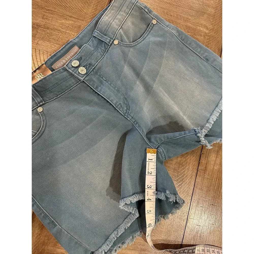 NWT Rock & Republic Bonnaroo Jean Shorts Size 14 Teal Blue Denim 4